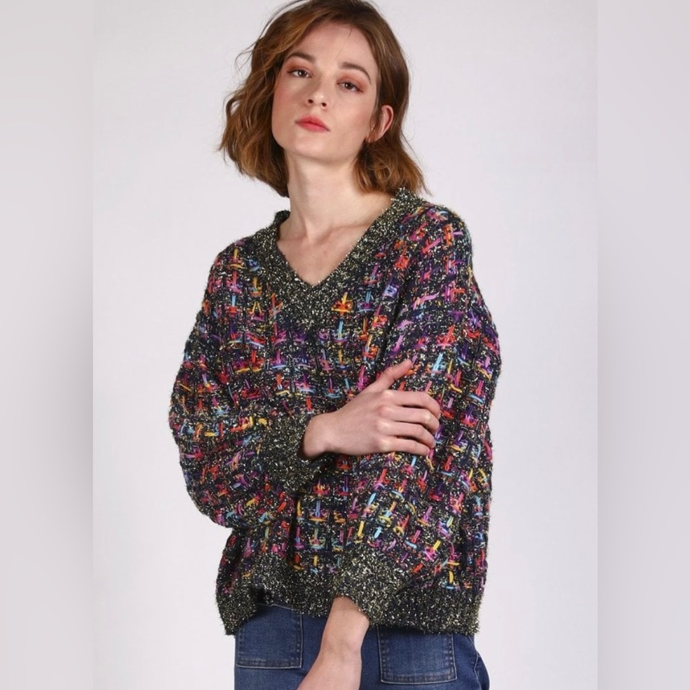 Vilagallo Linda V-Neck Sparkle Sweater